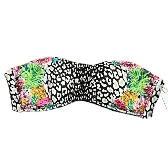 PQ Swim Pilyq Safari Embroidered Bandeau Strapless Swimsuit Top, Size S, NWT - Picture 1 of 11